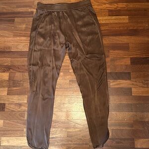 Zara Chocolate Brown High Waisted Satin Effect Pants Size Medium